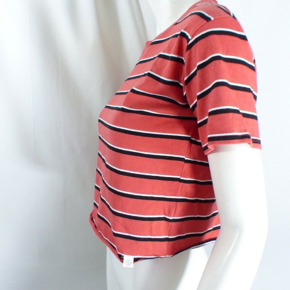Treasure & Bond Girls Size 8 -10 Colorful Striped Cropped Short Sleeve T-Shirt - Picture 5 of 8